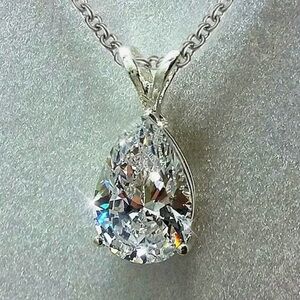 Elegant Silver Teardrop Zirconia Pendant Necklace